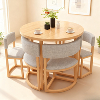 Ensemble table et chaises de salle à manger en bois d'ingénierie, 4 places, gain de place, nouvelle collection, idéal pour restaurants et cafés modernes – Meilleures ventes