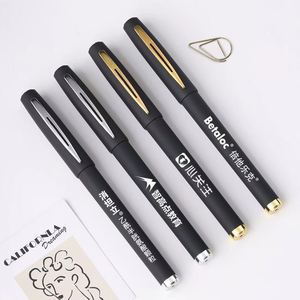 Stylo publicitaire X615 en caoutchouc noir et or, stylo gel doux au toucher avec logo, en plastique, promotion en gros, pour le bureau et l'école - Product Image 2