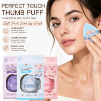 LMLTOP Lot de 3 Houppettes de Maquillage en Velours Cristal Doux Floqué, Forme Goutte d'Eau avec Sangle, Lavables et Réutilisables