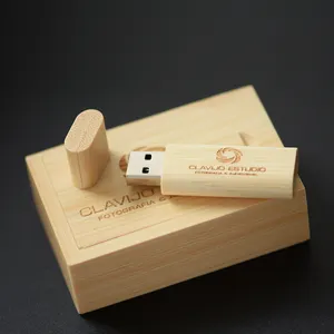 Clé USB personnalisée boîte plate en bois clé USB logo personnel 8 Go 16 Go 32 Go Usb 2.0 U Disque Memory Stick Cadeau spécial