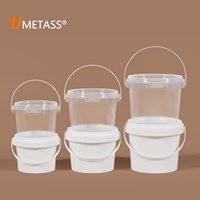 Seau en plastique transparent de qualité alimentaire UMETASS de 300 ml à 5 litres avec couvercle IML personnalisé, contenants vides pour bonbons, pot à crème glacée