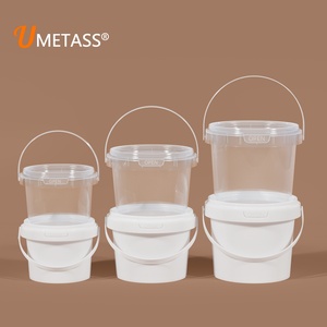 Seau en <span class=keywords><strong>plastique</strong></span> transparent de qualité alimentaire UMETASS de 300 ml à 5 <span class=keywords><strong>litres</strong></span> avec couvercle IML personnalisé, contenants vides pour bonbons, pot à crème glacée - Product Image 1