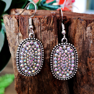 Orecchini Pendenti Vintage Colorati con Pavé per Donne, Stile Antico Argento, Gioielli per Orecchie alla Moda - Product Image 3