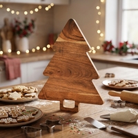 Planche à découper en bois d'acacia en forme de sapin de Noël, design Art Déco, faite à la main, plateau de service pour charcuterie de Noël, cuisine du Shandong