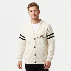 Wholesale Men's Anti-Wrinkle Winter School <b>Cardigan</b> Custom Color Knit Varsity Sorority Fraternity <b>Sweater</b> Double - Product Image 1