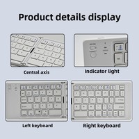 Keyboard Mini Lipat Isi Ulang Nirkabel Bahan ABS untuk Ponsel, Tablet, Laptop, dan Desktop