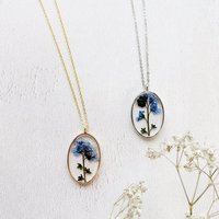 Pendentif floral plante pressée forget-me-not collier de fleurs séchées bijoux en résine de fleurs séchées pour dame