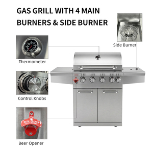 Barbecue au gaz <span class=keywords><strong>propane</strong></span> <span class=keywords><strong>de</strong></span> luxe à 5 brûleurs, en acier inoxydable, barbecue extérieur autoportant - Product Image 5