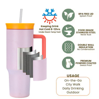 Gobelet en acier inoxydable personnalisé de 2025 Offre Spéciale 40oz avec paille-tasse de voiture isolée sous vide à double paroi pour le sport, la randonnée, le voyage