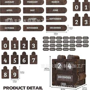 Customized wooden retro pull-out <b>calendar</b>/perpetual <b>calendar</b> for office decoration, vintage and minimalist style. - Product Image 1