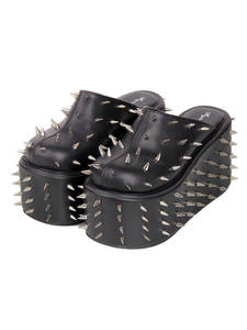 Sandalias de Diseñador para Mujer con Punta Abierta, Tacón con Remaches y Plataforma, Sandalias de Cuero de Verano con Cierre de Botón, Resistentes y Antideslizantes - Product Image 1