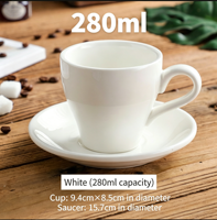 Taza de Cerámica de 280 ml para Capuchino y Latte, Colorida, con Platillo, Diseño de Color Sólido Personalizable, Modelo para Uso Doméstico y al Aire Libre