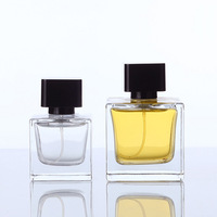 Flacon pulvérisateur de parfum de luxe moderne, vide, carré, en verre, anti-fuite, 50 ml, 100 ml, avec pompe, logo personnalisé imprimé à l'écran