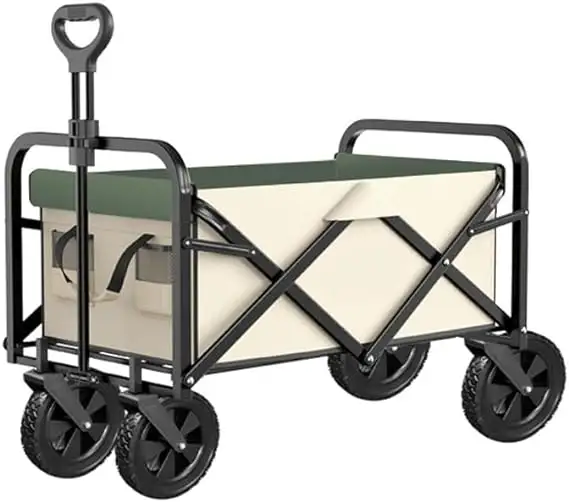 Outdoor Garden Tragbarer zusammen klappbarer Utility Wagon Hochleistungs-Klapp handwagen mit Strand rädern