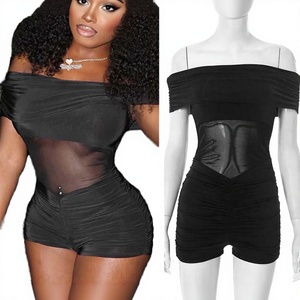 FS17918D Women <b>Strapless</b> Solid Knitted Mesh Jumpsuits Sexy Clubwear Streetwear Autumn Skinny - Product Image 2