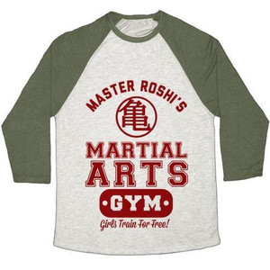 T-shirt de baseball unisexe en tissu tri-mélange de la salle de sport d'arts martiaux du maître Roshi - Product Image 4