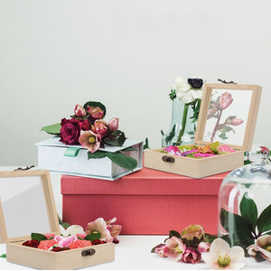 Boîte de rangement en bois de pin non fini avec couvercle transparent, boîte à souvenirs pour fleurs pressées, artisanat, bijoux, petits objets, cadeau - Product Image 3