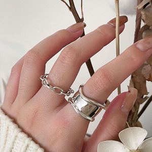 Yinruitai S925 <b>Sterling</b> <b>Silver</b> Chain <b>Ring</b> Women Fashion Simple Stackable Minimalist Design Geometric Jewelry Gift - Product Image 3