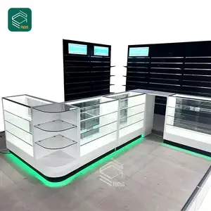 Led Display Shelf Tempered Glass Showcase Custom Tobacco Shop Fitting Show Cases For Smoke Shops