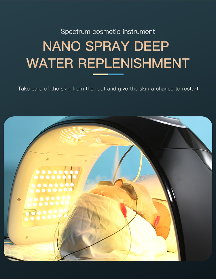 New 7 Color Skin Tightening Nano Spray Facial Panel Face Mask PDT LED Light Therapy Device With Steamer