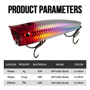 Appâts de pêche durs de haute qualité 80/90/100mm ABS matériel appât Top eau Popper <span class=keywords><strong>leurres</strong></span> de pêche Poppers leurre <span class=keywords><strong>pour</strong></span> rivières lacs - Product Image 4