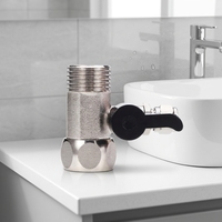 Robinet à bille trois voies 1/4 pouce en acier inoxydable 304, accessoire moderne pour cuisine, salle de bain, hôtel, poignée noire, eau froide, rotation 360°