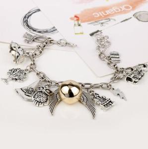Pulsera con colgante de la escuela mágica de la película, soplones dorados, sombrero de búho, escoba, joyería de aleación - Product Image 6