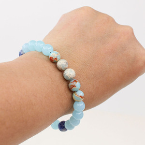 Natural Stone <b>Beaded</b> <b>Bracelet</b> Amazonite Blue Crystal Unisex Everyday Wear Classic Style - Product Image 3