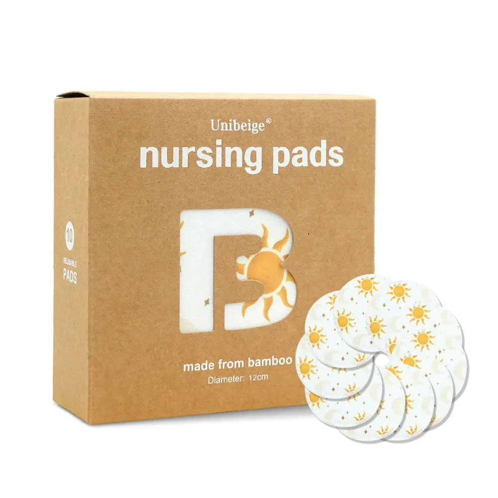 Ivy Custom Printing 3 Lagen Biologische Bamboe Nuring Breast Pads Wasbare Katoenen Nuring Pads Geschenkdoos