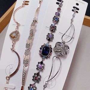 Korean Fashion Zircon Inlaid Pull Bracelet <b>Real</b> Gold Plating Fashion <b>Crystal</b> Heart Flower Charm Rhinestone Bracelet Mixed - Product Image 6