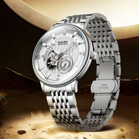 Montre mécanique automatique pour homme Mark Fairwhale, boîtier en métal de 42 mm, bracelet, cadran à rayures Genève, étanche, chronographe lumineux FW-6037