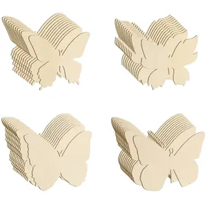 定制木制蝴蝶形状工艺空白，未完成的镂空形状木制蝴蝶