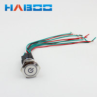 Interrupteur à bouton-poussoir en métal étanche HABOO 25 mm avec lumière LED, interrupteur momentané pour moteur de voiture, 3/6/12/24/220 V, argent, 1NO1NC
