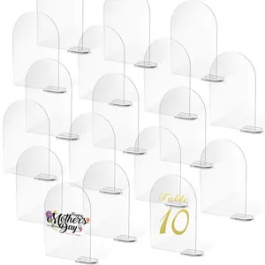 Standı ile kemer akrilik işareti boş kemerli adı işaretleri DIY kemer masa numarası sahipleri düğün masa Centerpiece dekorasyon için