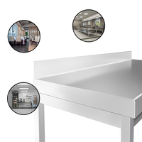 Plan de travail en acier inoxydable 304 de qualité commerciale, robuste, à 2 niveaux, avec pieds ronds, table de travail en acier inoxydable pour restaurant et cuisine