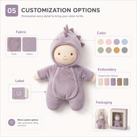 Peluche Bébé Dragon Mauve Adorable, Jouet en Peluche Personnalisé, Combinaison à Capuche Douce, Figurine Décorative, Faible MOQ, Fabricant OEM ODM