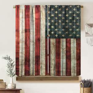 Cortinas para ventana con bandera del Día de la Independencia, azul, rojo, estrella, americano, para sala de estar, cocina, dormitorio, cortinas, 2 paneles - Product Image 5