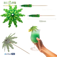 Parasols jetables pour cocktails 15CM en papier motif palmier cocotier avec tige en bois pour décoration de boissons tropicales en bar