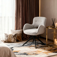 Chaise longue pivotante Sherpa moderne Fauteuil en tissu en forme de nuage pour chambre à coucher Salle d'étude avec base en métal Vente en gros d'usine