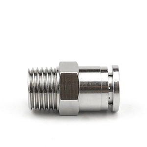 <b>Quick</b> Coupler Metal Straight Threaded Pneumatic <b>Connector</b> Copper Nickel Plated PC8 02 - Product Image 2