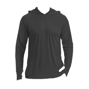 Wholesale Men's Casual Sports Running Performance Long Sleeve Hooded Sweatshirt Breathable Quick-Dry Nylon Lightweight Outdoor - Product Image 4