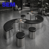 SEM Vente en gros de sièges semi-circulaires en arc pour l'espace lounge des cafés avec un ensemble de tables rondes en acier inoxydable