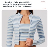 Ensemble de yoga 3 pièces écologique côtelé rayé avec short, veste, en Spandex/Polyester, respirant, léger, grande taille, taille mi-haute