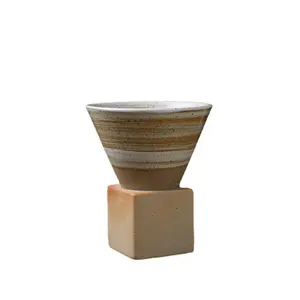 Funnel Shaped Japanese Stoneware Latte Pull Flower Mug Coffee Cup Set Ceramic Tea Cups Ceramic Souvenir Mug