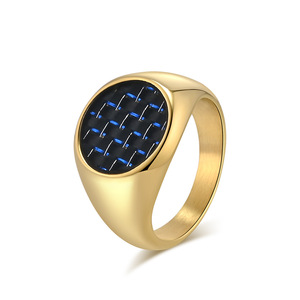 Men's Geometric Carbon Fiber Inlay <b>Titanium</b> Steel <b>Ring</b> Gold Black Steel Color Gift Jewelry - Product Image 5