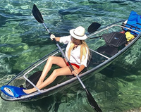 Kayak double en aluminium à fond transparent, cristallin, pour 2 personnes, avec pagaies, pour usage domestique et extérieur.