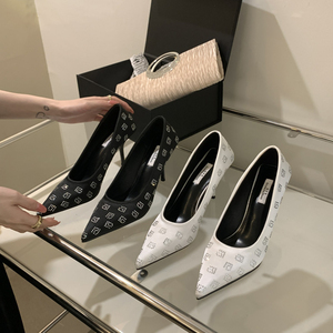 Zapatos de Tacón Alto de Seda para Mujer, Diseño Sexy 2023, Punta Puntiaguda, Tacones Finos, Zapatos de Vestir para Mujer - Product Image 1