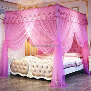 Moustiquaire de lit de reine carrée décorative en dentelle romantique de style palais européen - Product Image 2