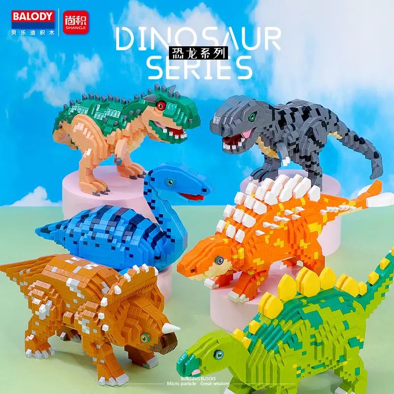 Balody Triceratops Plesiosaur Micro Building Block Tyrannosaurus Carnotaurus Mini 3D Model Jurassic Dinosaur Brick Toy For Kids