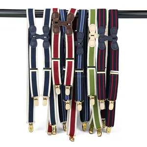 1 Inch Blue Red Brown Elastic Suspenders Western Formal Personalized H Back Fashion Suspender For Men